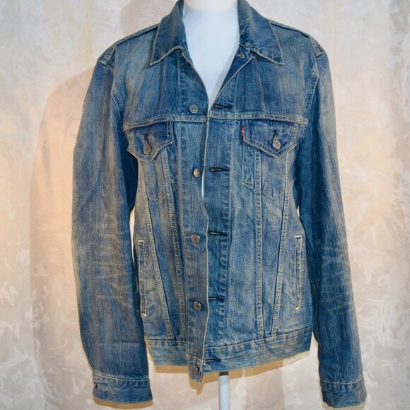 Men's LEVI'S Classic Blue Denim Trucker Jean Jacket Size Large - Picture 1 of 3